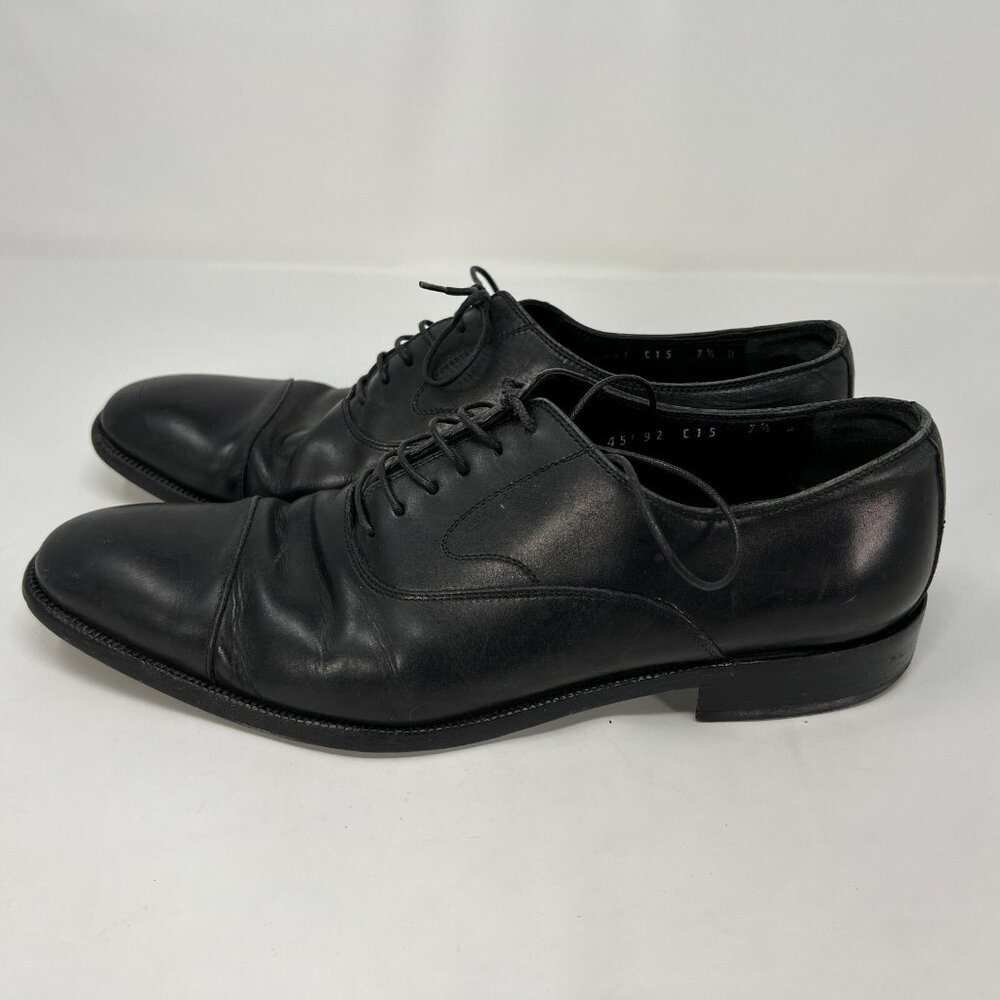 Salvatore Ferragamo Cap Toe Oxford Dress Shoes Black Mens Size 7.5 D